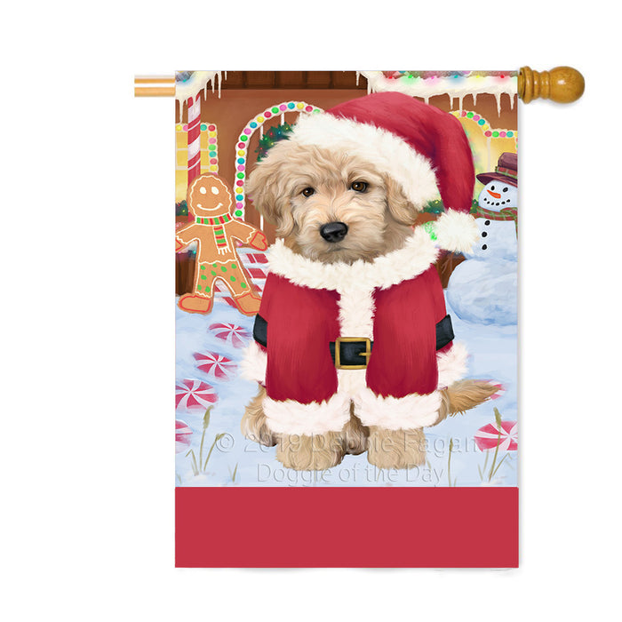 Personalized Gingerbread Candyfest Goldendoodle Dog Custom House Flag FLG63835