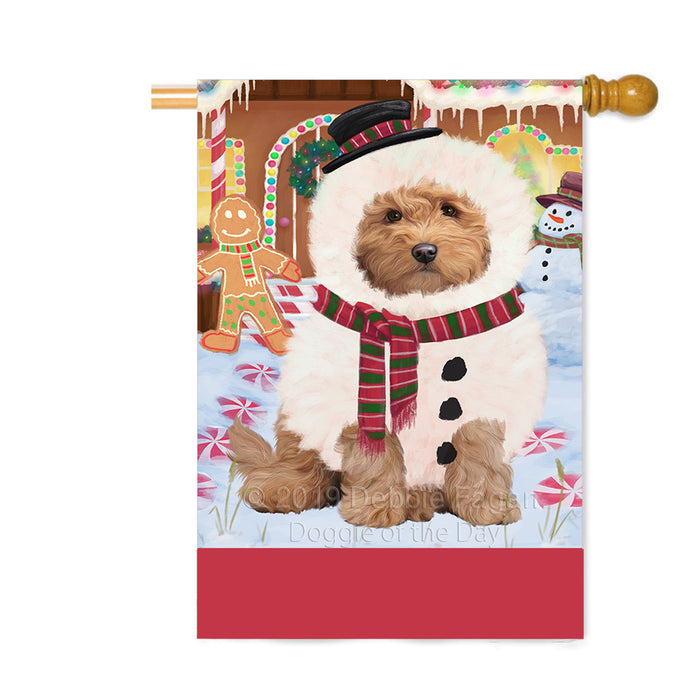Personalized Gingerbread Candyfest Goldendoodle Dog Custom House Flag FLG63836