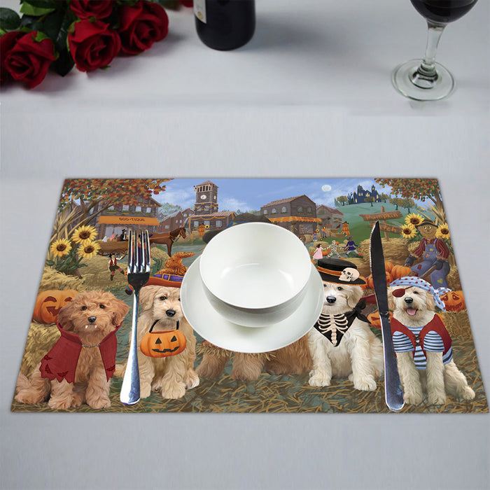 Halloween 'Round Town Goldendoodle Dogs Placemat