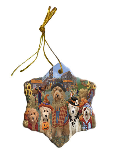 Halloween 'Round Town Goldendoodle Dogs Star Porcelain Ornament SPOR57499