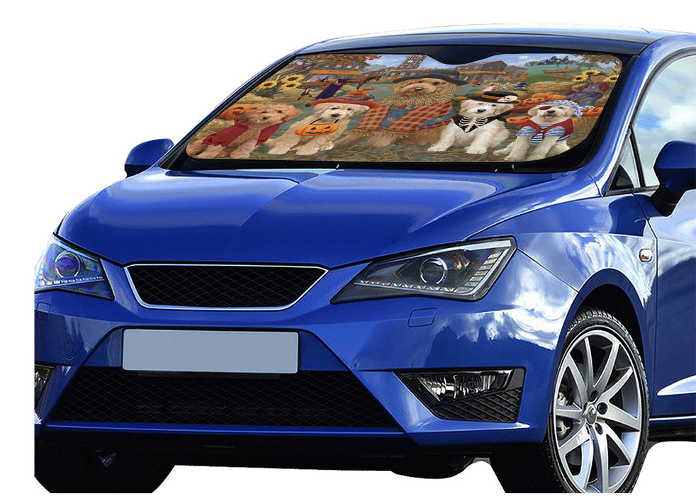 Halloween 'Round Town Goldendoodle Dogs Car Sun Shade