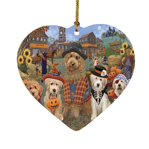 Halloween 'Round Town Goldendoodle Dogs Heart Christmas Ornament HPOR57499