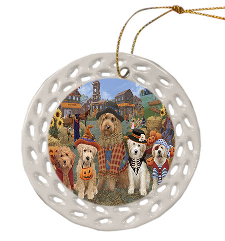 Halloween 'Round Town Goldendoodle Dogs Ceramic Doily Ornament DPOR57499