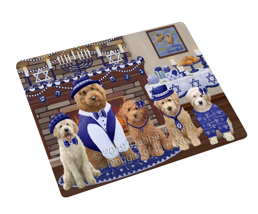 Happy Hanukkah Family and Happy Hanukkah Both Goldendoodle Dogs Magnet MAG77662 (Small 5.5" x 4.25")