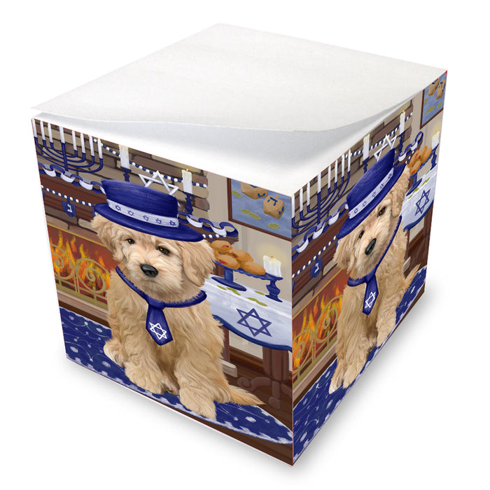 Happy Hanukkah Family Goldendoodle Dogs note cube NOC-DOTD-A56705