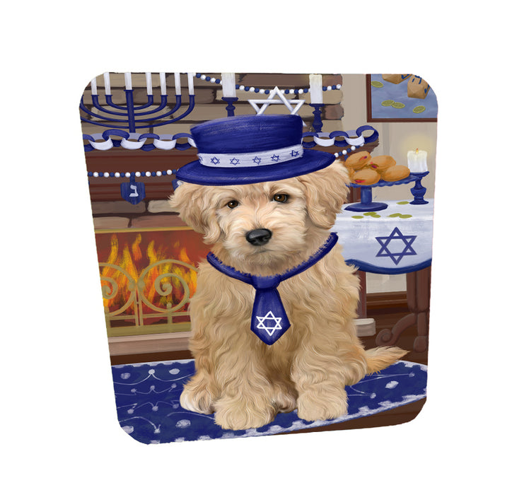 Happy Hanukkah Family Goldendoodle Dogs Coasters Set of 4 CSTA57633