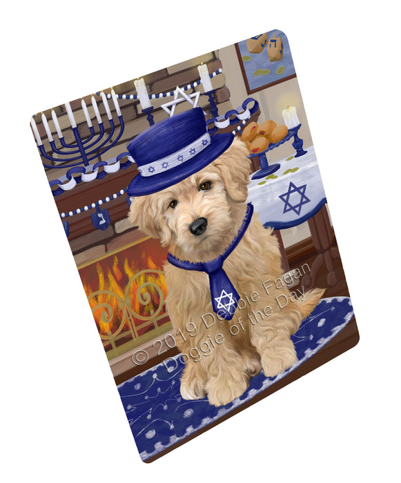 Happy Hanukkah Family and Happy Hanukkah Both Goldendoodle Dog Large Refrigerator / Dishwasher Magnet RMAG105156