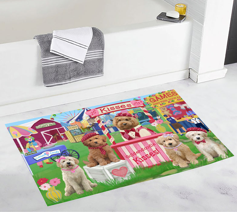 Carnival Kissing Booth Goldendoodle Dogs Bath Mat