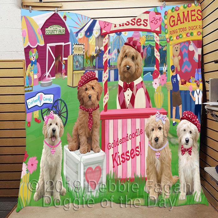 Carnival Kissing Booth Goldendoodle Dogs Quilt