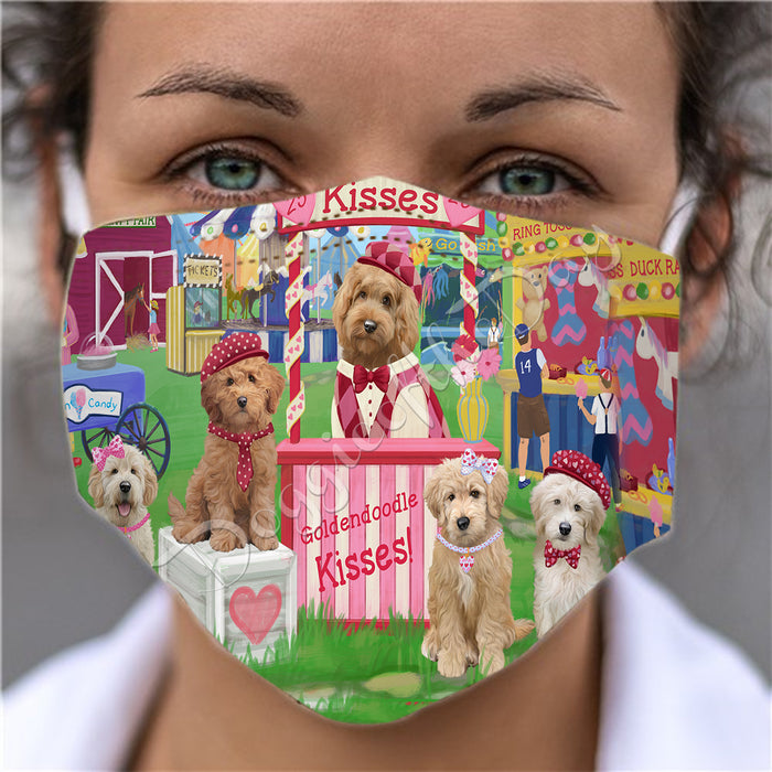 Carnival Kissing Booth Goldendoodle Dogs Face Mask FM48049