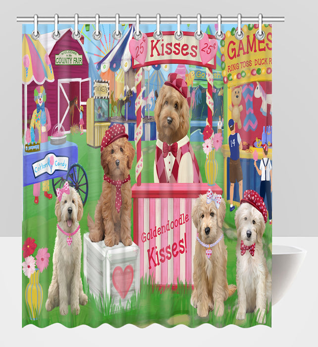 Carnival Kissing Booth Goldendoodle Dogs Shower Curtain