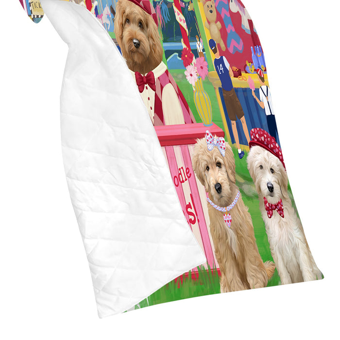 Carnival Kissing Booth Goldendoodle Dogs Quilt