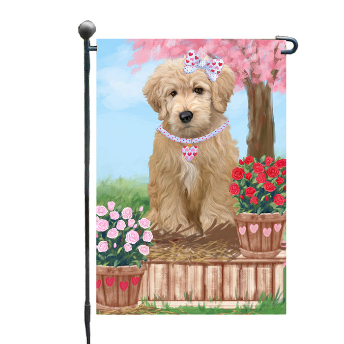 Personalized Rosie 25 Cent Kisses Goldendoodle Dog Custom Garden Flag GFLG64717