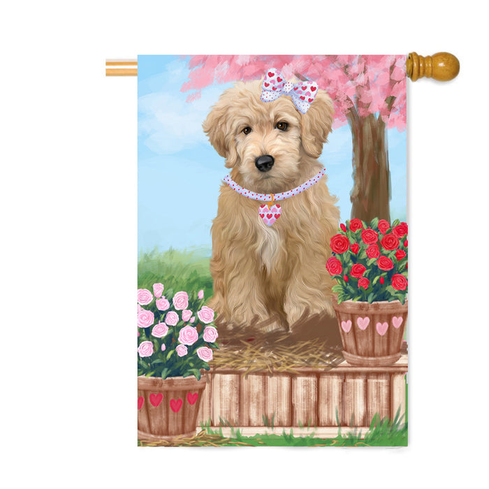 Personalized Rosie 25 Cent Kisses Goldendoodle Dog Custom House Flag FLG64865
