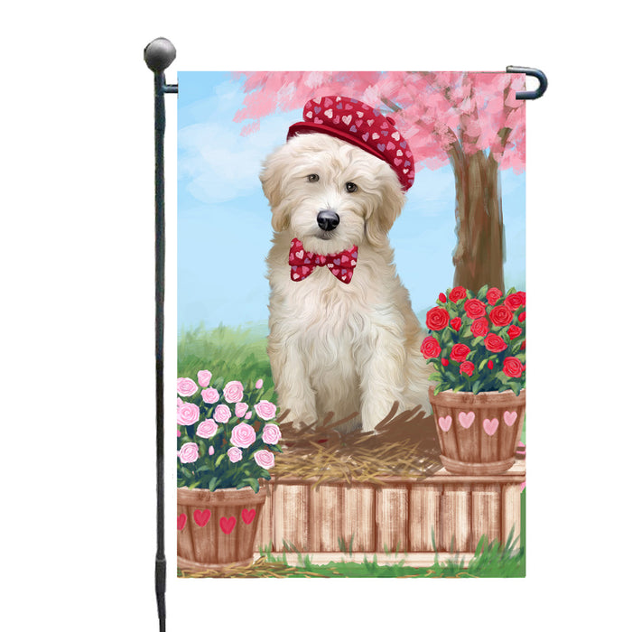 Personalized Rosie 25 Cent Kisses Goldendoodle Dog Custom Garden Flag GFLG64718