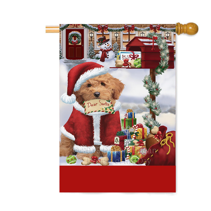 Personalized Happy Holidays Mailbox Goldendoodle Dog Christmas Custom House Flag FLG-DOTD-A59992
