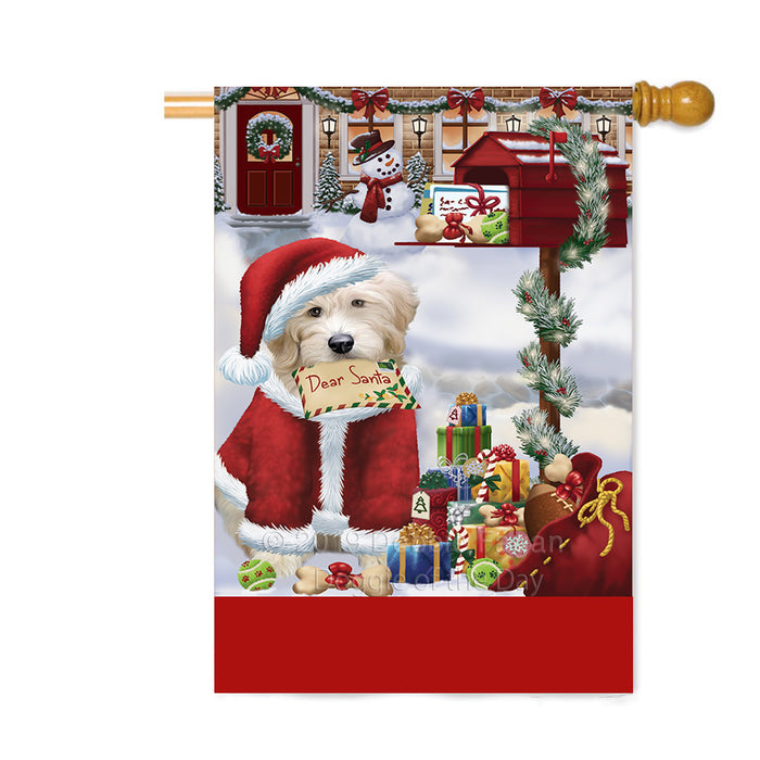 Personalized Happy Holidays Mailbox Goldendoodle Dog Christmas Custom House Flag FLG-DOTD-A59993
