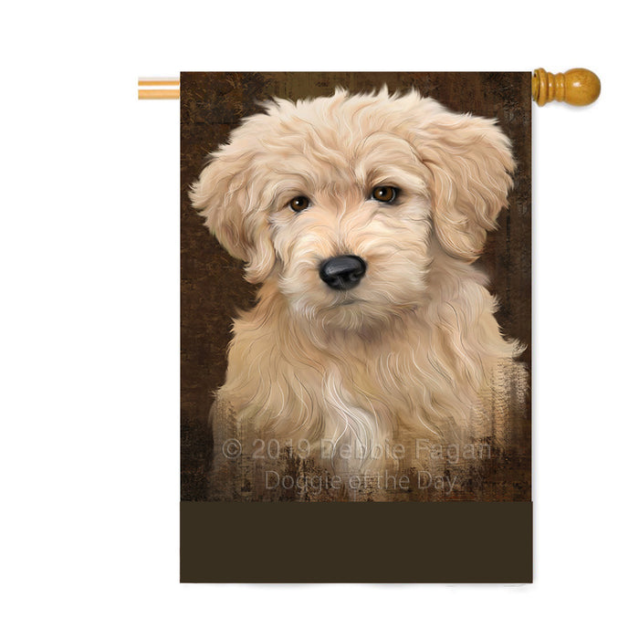 Personalized Rustic Goldendoodle Dog Custom House Flag FLG64603