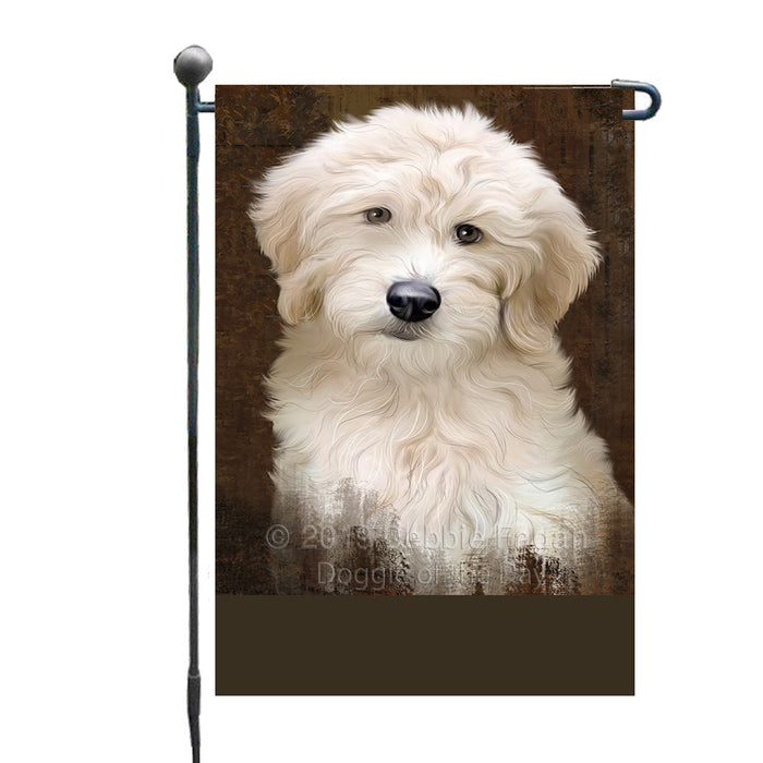 Personalized Rustic Goldendoodle Dog Custom Garden Flag GFLG63527