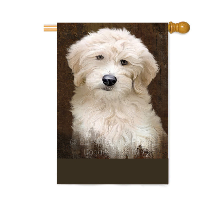 Personalized Rustic Goldendoodle Dog Custom House Flag FLG64604