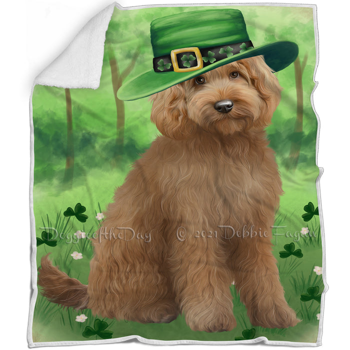 St. Patricks Day Irish Portrait Goldendoodle Dog Blanket BLNKT132663