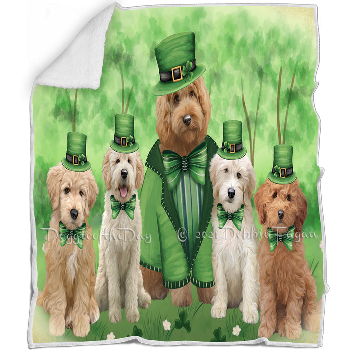 St. Patricks Day Irish Portrait Goldendoodle Dogs Blanket BLNKT132672