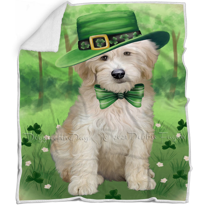 St. Patricks Day Irish Portrait Goldendoodle Dog Blanket BLNKT132681
