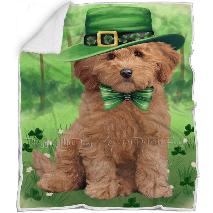 St. Patricks Day Irish Portrait Goldendoodle Dog Blanket BLNKT132690