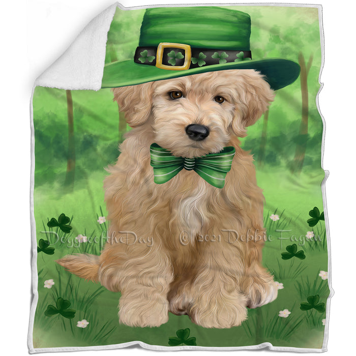 St. Patricks Day Irish Portrait Goldendoodle Dog Blanket BLNKT132699