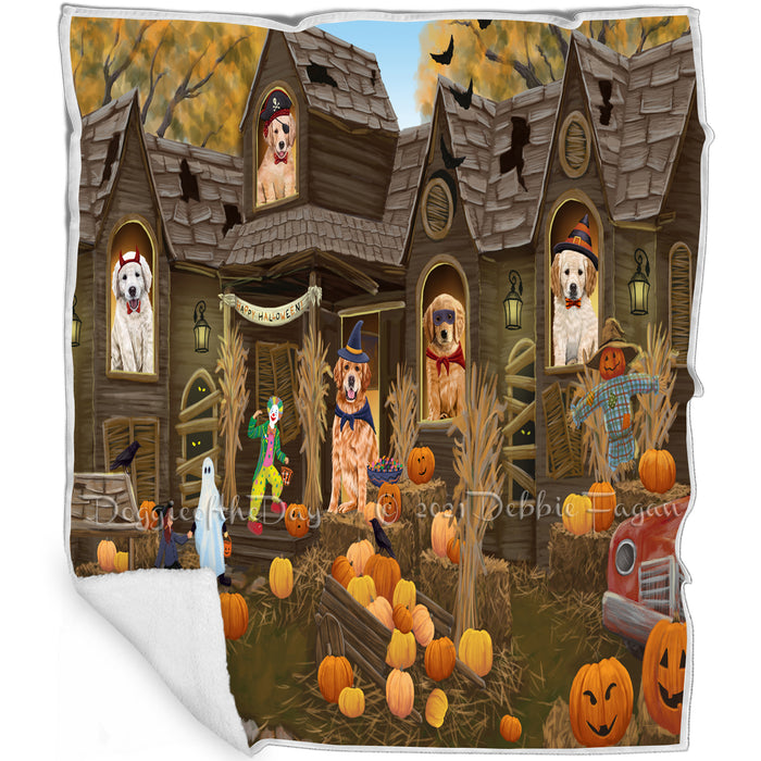 Haunted House Halloween Trick or Treat Goldendoodles Dog Blanket BLNKT93162
