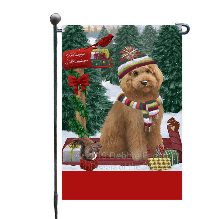 Personalized Merry Christmas Woodland Sled  Goldendoodle Dog Custom Garden Flags GFLG-DOTD-A61591