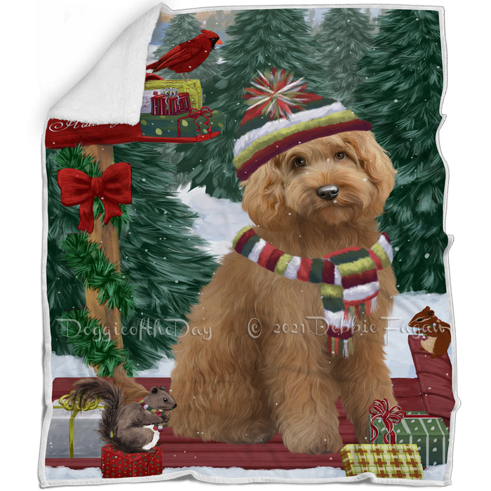 Merry Christmas Woodland Sled Goldendoodle Dog Blanket BLNKT113835