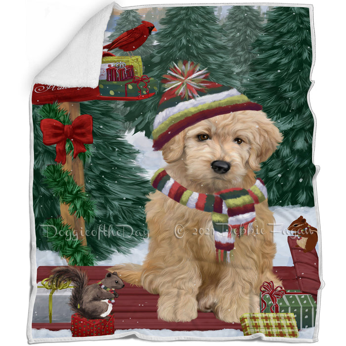Merry Christmas Woodland Sled Goldendoodle Dog Blanket BLNKT113844