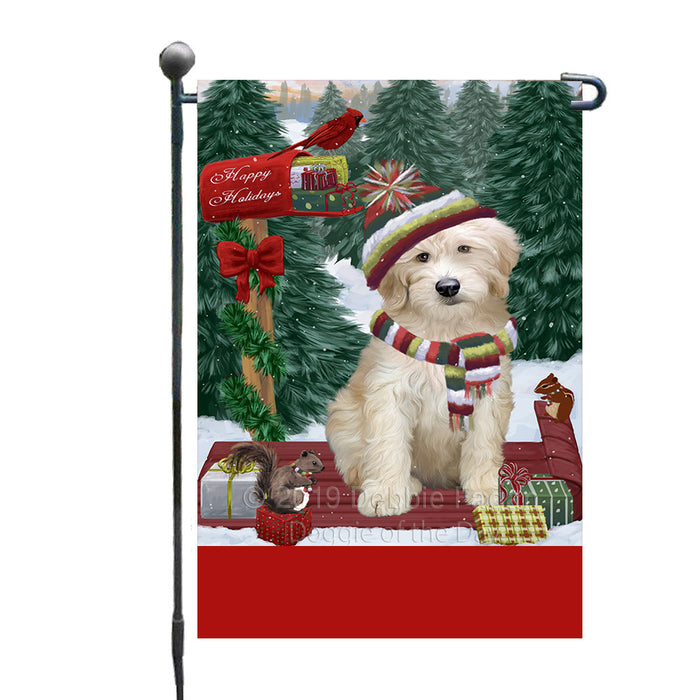 Personalized Merry Christmas Woodland Sled  Goldendoodle Dog Custom Garden Flags GFLG-DOTD-A61593