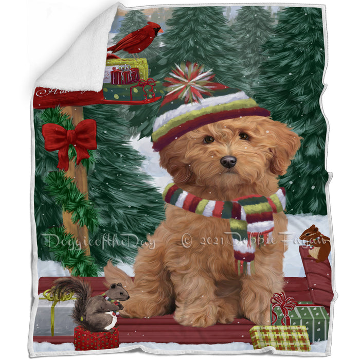 Merry Christmas Woodland Sled Goldendoodle Dog Blanket BLNKT113862
