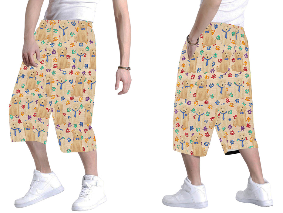 Rainbow Paw Print Goldendoodle Dogs Blue All Over Print Men's Baggy Shorts