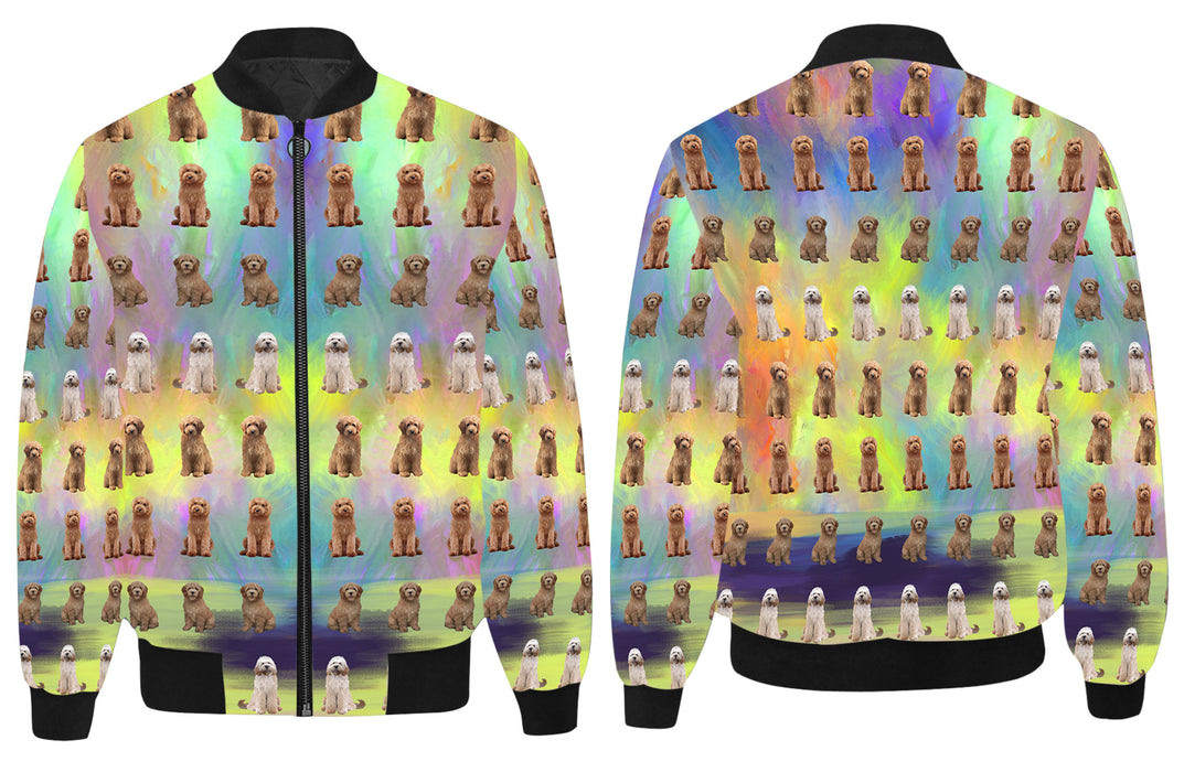 Paradise Wave Goldendoodle Dogs All Over Print Quilted Bomber Men's Jacket