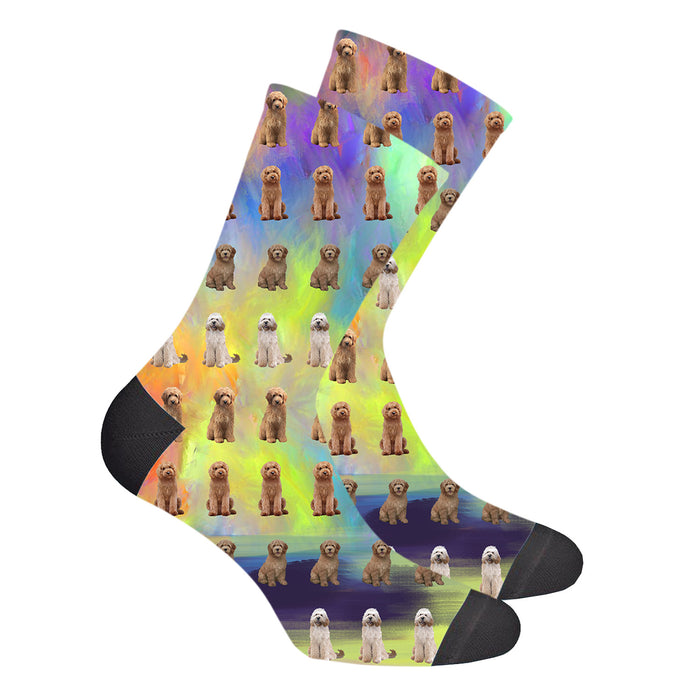 Paradise Wave Goldendoodle Dogs Men's Socks