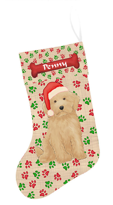 Pet Name Personalized Christmas Paw Print Goldendoodle Dogs Stocking