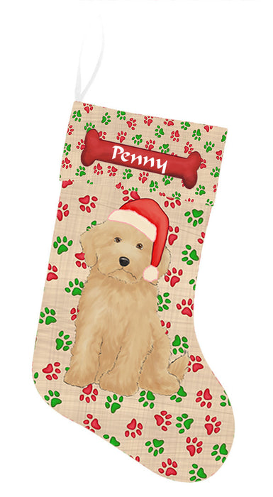Pet Name Personalized Christmas Paw Print Goldendoodle Dogs Stocking