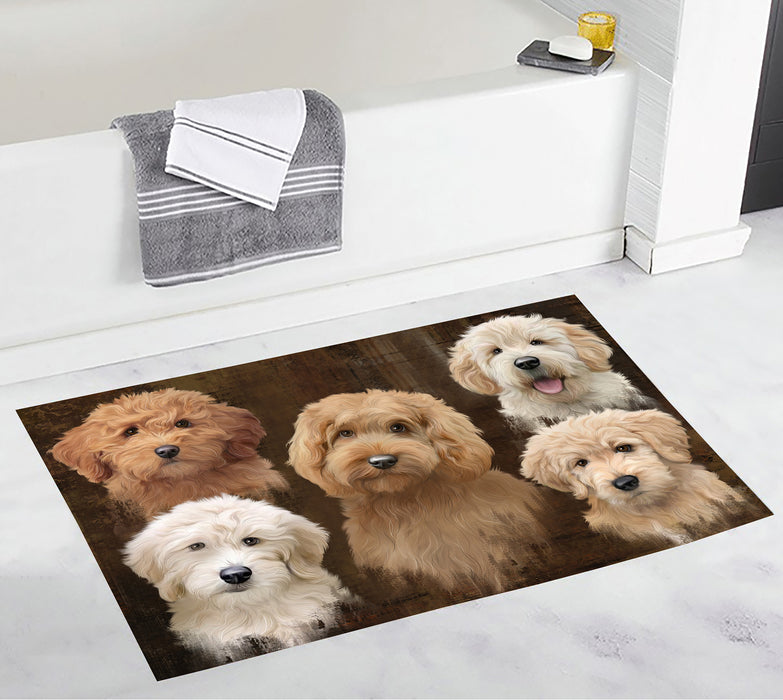 Rustic Goldendoodle Dogs Bath Mat
