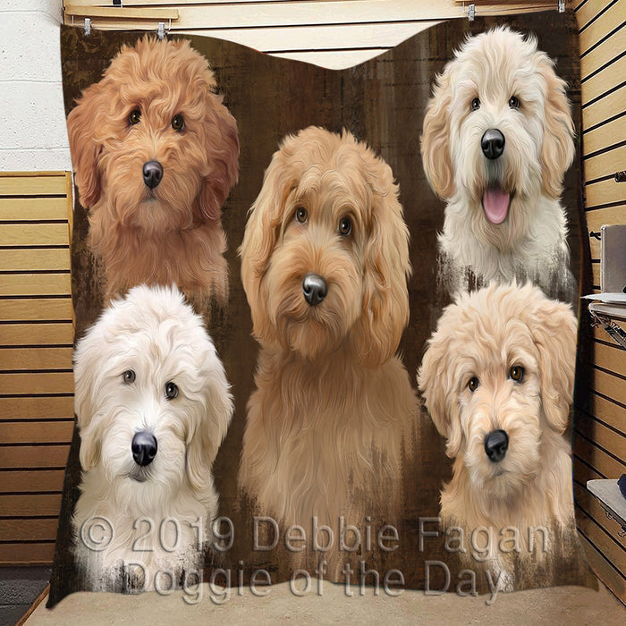Rustic Goldendoodle Dogs Quilt