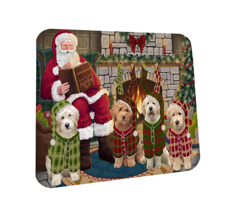 Christmas Cozy Holiday Tails Goldendoodles Dog Coasters Set of 4 CST55085