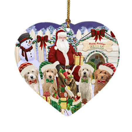 Christmas Dog House Goldendoodles Dog Heart Christmas Ornament HPOR52602