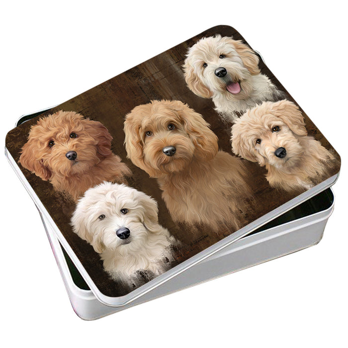 Rustic 5 Goldendoodle Dog Photo Storage Tin PITN54077