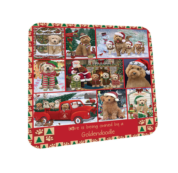 Love is Being Owned Christmas Goldendoodle Dogs Coasters Set of 4 CST57185