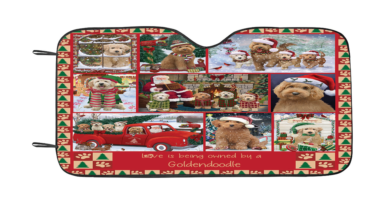 Love is Being Owned Christmas Goldendoodle Dogs Car Sun Shade