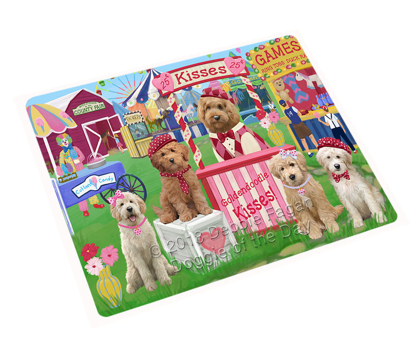 Carnival Kissing Booth Goldendoodles Dog Cutting Board C72645