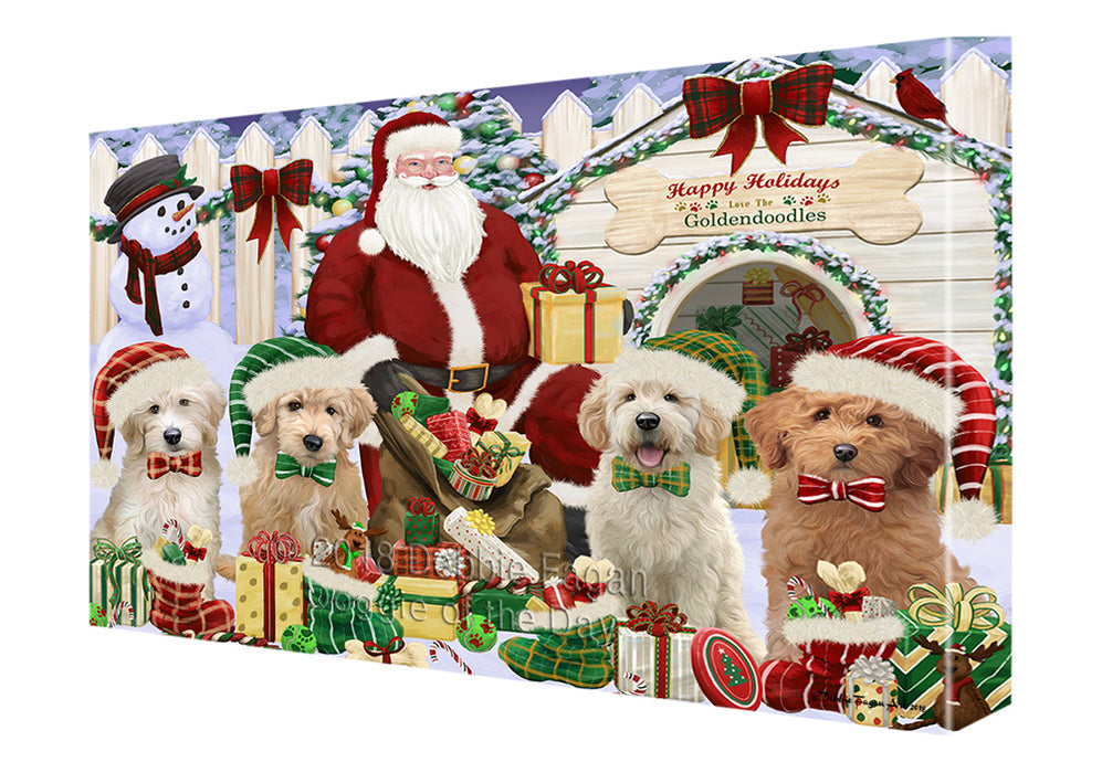 Christmas Dog House Goldendoodles Dog Canvas Print Wall Art Décor CVS90215