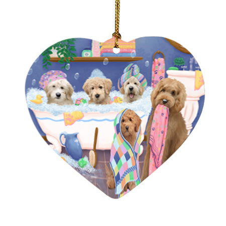 Rub A Dub Dogs In A Tub Goldendoodles Dog Heart Christmas Ornament HPOR57147